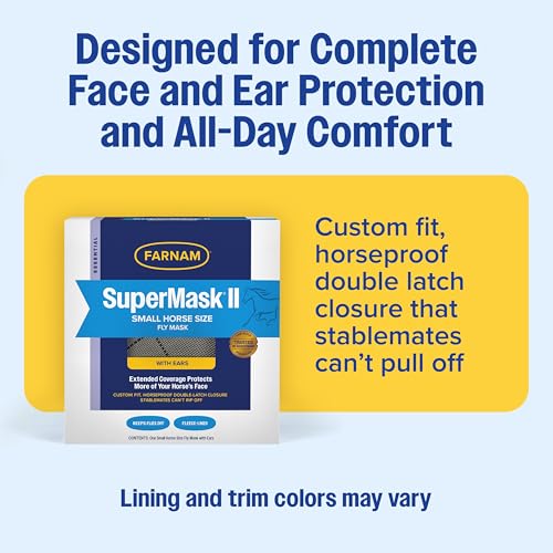 Farnam SuperMask II Horse Fly Mask with Ears, Small Size, Color May Vary