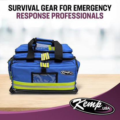 Kemp USA Large Trauma EMS Bag Royal Blue 600D Nylon EMT Medical Kit Bag