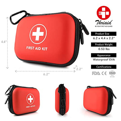Mini First Aid Kit, 100 Pieces Water-Resistant Hard Shell Small Case - Perfect for Travel, Outdoor, Home, Office, Camping, Hiking, Car (Red) - color: Red