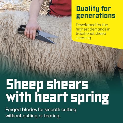 BERGER Topiary & Sheep Shears 2722 - Commercial Grade, Self-Sharpening Blades, Heart Spring, Ambidextrous Design, 6.1 in. Straight Cutting Edge, 12.6 in. Long