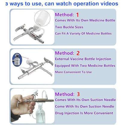 5ml Stainless Steel Livestock Syringe Adjustable Injection Gun with Needle
