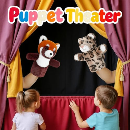 Puppet for Kids Gift for Boys Girls Interactive Role Play Animal Hand Toy Stuffed Plush Wild Animal Safari Educational Tool Leopard - color: Leopard