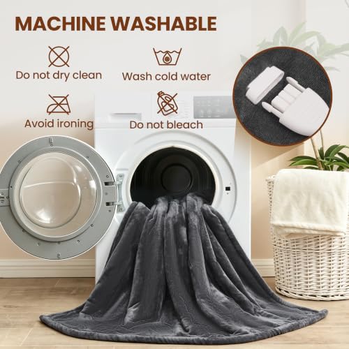 Electric Heated Blanket Twin 62"x84", 8 Heat leavls and 1-8H Auto Off | Fast Heating, Over-Heat Protection&ETL Certification, Soft Flannel Sherpa, Machine Washable, Suitable for Bed and Sofa - color: Grey, size: Twin-62" x 84"