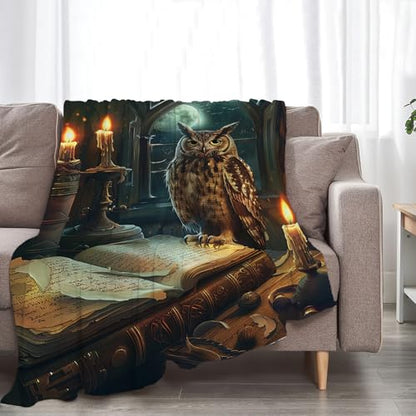 Owl Blanket Owls Book Lovers Gifts Throw for Women Girls 60"X50" - color: Owl Book, size: 60"x50"