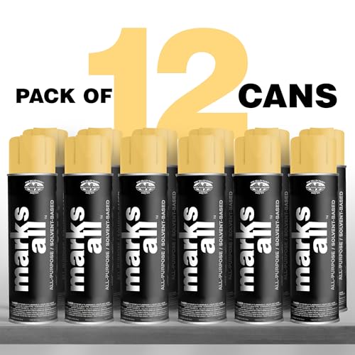 Fox Valley 17oz Marks All Solvent-Based Marking Paint 12-Pack, Yellow - color: Yellow APWA