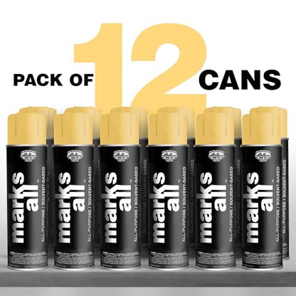 Fox Valley 17oz Marks All Solvent-Based Marking Paint 12-Pack, Yellow - color: Yellow APWA