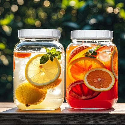 1 Gallon Glass Jar with Lids,2 Pack Super Wide Mouth Large Mason Jars 128 oz,Glass Gallon Jugs Storage Container for Sun Tea,Kombucha,Storing,Canning