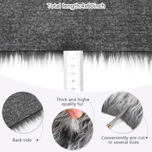 Tatuo 4 X 60 Inch Black Gray Fake Fur Fabric for Crafts Sewing DIY - color: Black Gray, size: 4 x 60 Inch