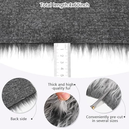 Tatuo 4 X 60 Inch Black Gray Fake Fur Fabric for Crafts Sewing DIY - color: Black Gray, size: 4 x 60 Inch