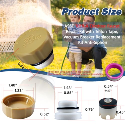 ASSE 1019-A Outdoor Faucet Repair Kit with Teflon Tape, Vacuum Breaker Replacement Kit Anti-Siphon Frost-Free Hose Bib Sillcock Valve Replacement（1 Pack） - size: Anti-Siphon Valve-1Pack