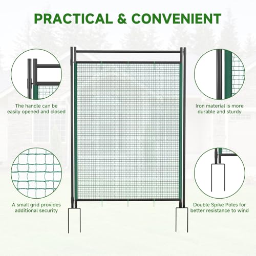 DoCred Non Electric Fence Gate, 31.5" W x 45.7" H Poultry Fence Mesh Door - size: 31.5" W x 45.7" H