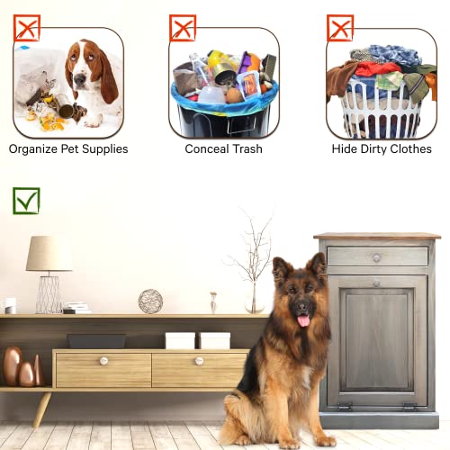 Peaceful Classics Wooden Tilt Out Trash Cabinet with Drawer, Pewter - color: Pewter, style: With Drawer