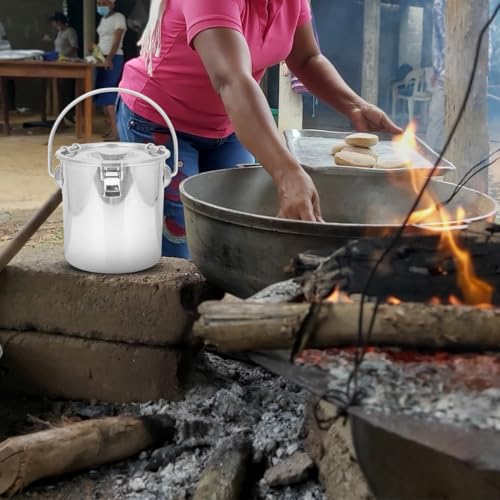 2Pcs Stainless Steel Fire Extinguisher Bucket with Lid Small Metal Airtight Storage Canister for Wine Cooler Beverage Ice Pails with Handles Camping Coolers 3.8 Quarts / 1 Gallon