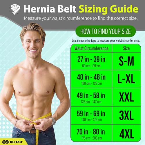 BLITZU Umbilical Hernia Belt for Men Women. Abdominal Binder Support Truss - size: S-M