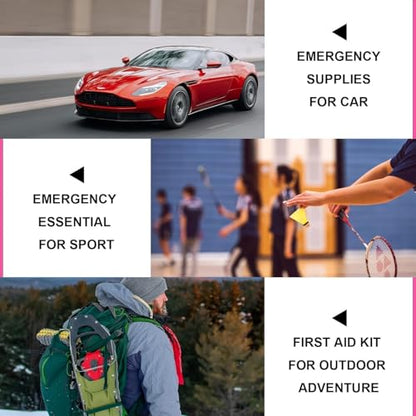305Pcs Car First Aid Kit Refill Supplies for Business Home First Aid Emergency Kits for Office Business Compact Lovely Bag for Outdoor Activities Skating Boating - style: Pink-305Pcs