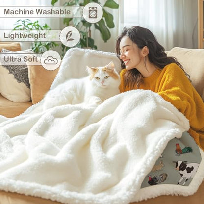 Sleepwish Farm Animals Sherpa Fleece Throw Blanket, Gifts for Kids 50x60 - color: Farm Animals, size: Throw
