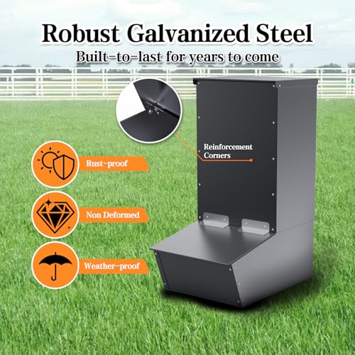 Hog Feeder Black, 2.5 Bushels Capacity - color: Black, size: Single Door