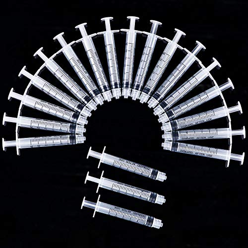 TecUnite 3 ml 20 Pack Plastic Syringes Without Needle for Liquid and Craft