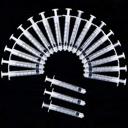 TecUnite 3 ml 20 Pack Plastic Syringes Without Needle for Liquid and Craft