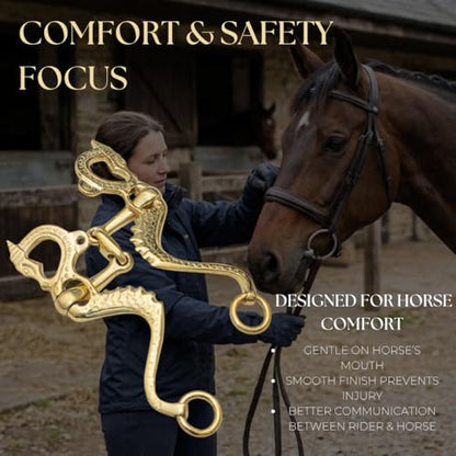 Solid Brass Horse Bit Loose Ring Snaffle Training Bit | Equestrian Tack, English & Western Riding, Beginner to Advanced Riders