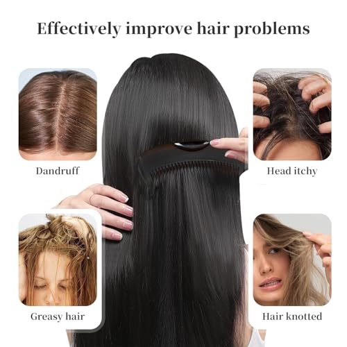 Dandruff Comb with Self-Cleaning Hollow Teeth & Massage Handle - Scalp Detox Comb for Flakes, Build Up Removal, Scalp Exfoliating Hair Brush for Women/Men/Kids - color: Brown