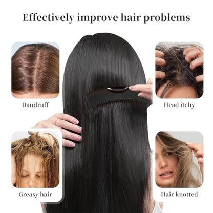 Dandruff Comb with Self-Cleaning Hollow Teeth & Massage Handle - Scalp Detox Comb for Flakes, Build Up Removal, Scalp Exfoliating Hair Brush for Women/Men/Kids - color: Brown