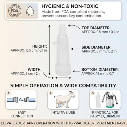 Goat Milking Liner Silicone PC Anti Fall Design for Dairy Goat Farmers Nipple Friendly Hose Connect Easy Clean 3 Month Service Life for Farm Dairy Operation