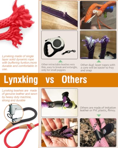 Dog Leash Slip Lead Braided Rope Pet Training Loop Leashes 5ft 6ft 8ft - color: Red