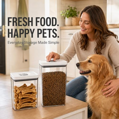 UFORU Dog and Cat Food Storage Containers, 3.1 and 4.4 Qt Airtight 2-Pack | Twist-Lock Lid, Kibble and Pet Treats, BPA-Free Material, Space-Saving Stackable Design, Easy One-Touch Opening - color: 3.1QT+4.4QT