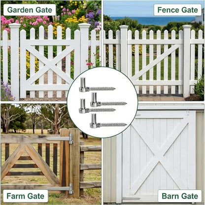 Coloch 4 Pack Stainless Steel Gate Hinges for Farm Fence, One Piece Molding Lag Screw Eye Hinges M16 Heavy Duty Pin Hinge Bolts Fit 5/8” Pin for Wood Fence, Garden, Barn Doors