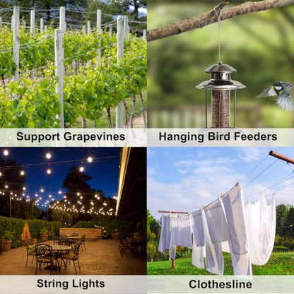1/16 Wire Rope, 1500FT 304 Stainless Steel Cable with 400Pcs Crimp Sleeves, Aircraft Grade, 7x7 Strand, 368lbs Breaking Strength, for Garden Trellis, Clothesline, Railing,Trellis - size: 1500 ft