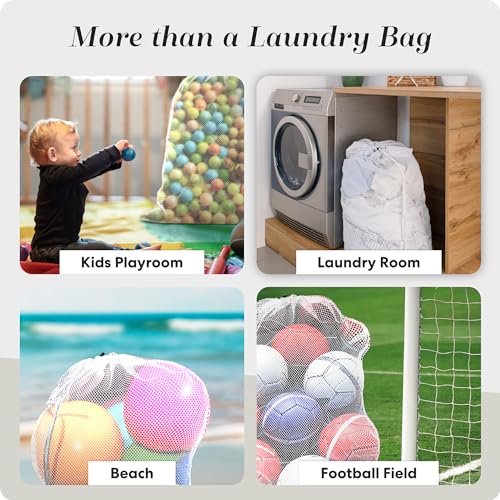Handy Laundry Mesh XL Laundry Bag 24"x36", Heavy Duty Drawstring, White - color: White