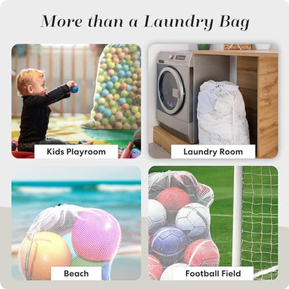 Handy Laundry Mesh XL Laundry Bag 24"x36", Heavy Duty Drawstring, White - color: White