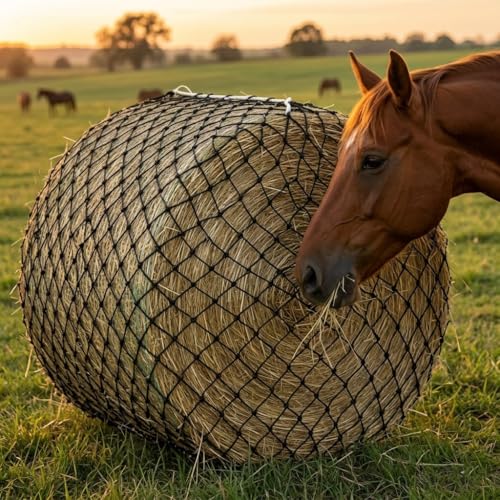 6x6ft Round Bale Hay Net Heavy Duty Knotless Slow Feeder Forage Mesh