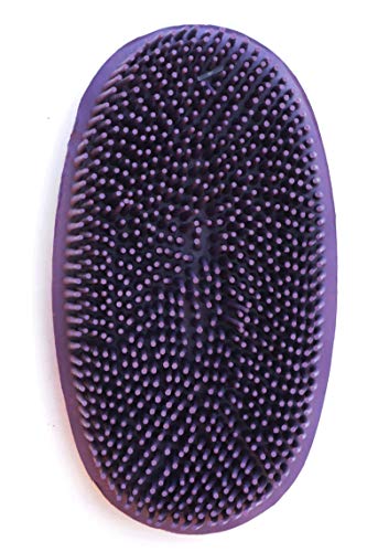 Grewal Equestrian Oval Face Grooming & Bathing Curry Brush for Horses, Dogs, Cats, & Other Pets - Very Soft Bristles (Purple) - color: Purple