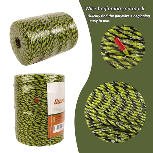 Electric Fence Polywire 1/8Mile (660Ft/200M), 9 Strands Stainless Steel Conductors, More Reliable Conductivity, Rust and UV Resistant, 3mm(1/8inch) Portable Electric Fencing Wire