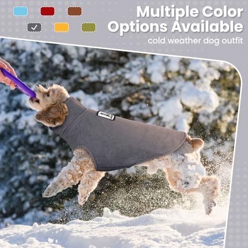 DENTRUN Reversible Dog Winter Coat, Windproof Polar Fleece Reflective Vest - color: Grey, size: Medium