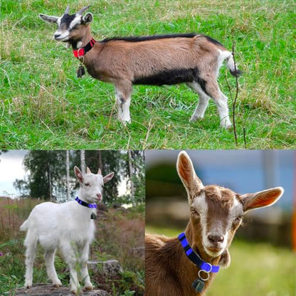 3 Pack Cow Horse Sheep Anti-Lost Bronze Bell, Adjustable Nylon Goat Collar with Bells Set for Cow Goat and Small Farm Animal Pet