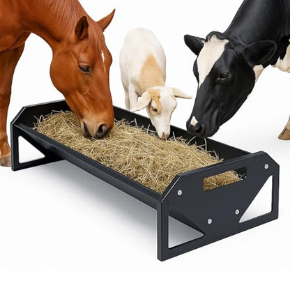 ECOTRIC 22 Gallon Livestock Feeder, 45" Length for 10Sheeps Once, Feeder - color: Black