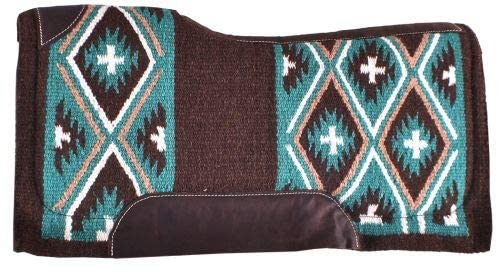Showman 34" x 36" Brown & Teal Cross Design Memory Felt Bottom Saddle Pad