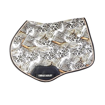 Wool & Textile English Saddle Pad, All-Purpose Horse Saddle Pad with Bold Animal Print, Breathable, Shock-Absorbing, Soft Lining, Stylish & Durable for Everyday Riding & Training