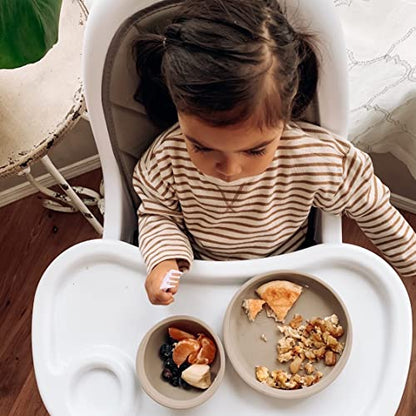 | Silicone Assist Plate and Assist Bowl Combo Pack for Toddler and Baby | Suction Bowl and Plate| Baby-Led Feeding (Citadel) - color: Citadel