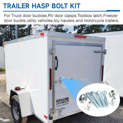 Fuoequl Trailer Hasp Bolt Kit, Trailer Hasp Bolt Style - style: Trailer Hasp Bolt