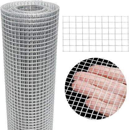 Hardware Cloth 16'' x 30' 1/4 in Galvanized Wire Mesh Roll (23 GA) Chicken Wire Fence Roll for Chicken Pen/coop Fences, Screen mesh, Rabbit/Snake Fences, Poultry enclosures, Handicraft Making, etc. - size: 16In x 30Ft