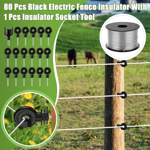 MorningRo Electric Fence Charger Kit 0.25 J 5 Mile 80 Insulators 985ft Wire - style: 0.25 Joule