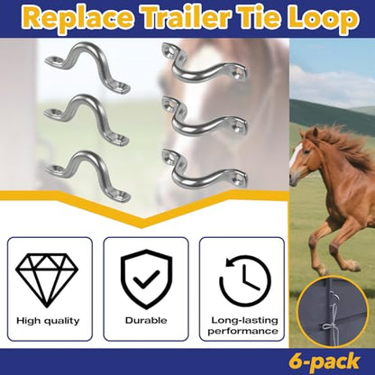 6-Pcs Replace Trailer Tie Loops, 2.82" Lx0.81 Inner Hx0.39 T