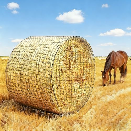 Round Bale Hay Net 4x4ft LargeRound Bale Hay Nets for Horses HeavyDuty Slow Feed Hay Net Black KnotlessDesign for Horse, Cattle, Goat
