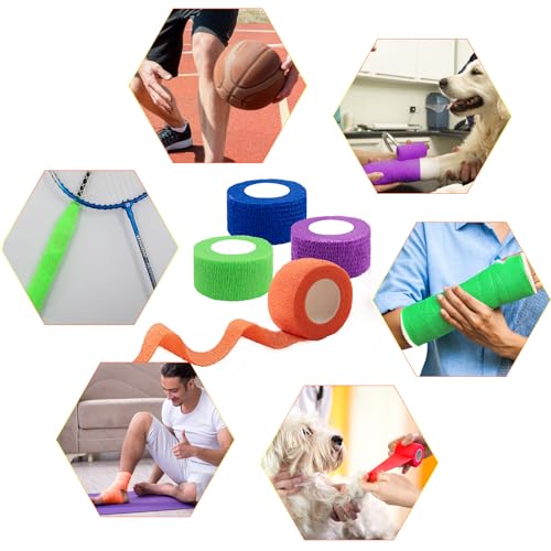 BQTQ 168 Rolls Elastic Adhesive Tape 1 Inch Self Adherent Stretch Bandages - color: Rich Colors, size: 1 Inch