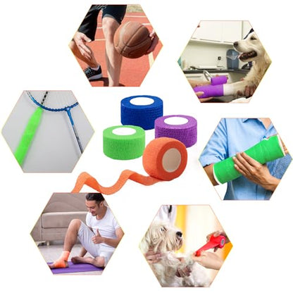 BQTQ 168 Rolls Elastic Adhesive Tape 1 Inch Self Adherent Stretch Bandages - color: Rich Colors, size: 1 Inch