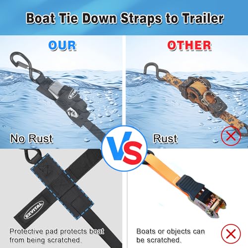 EXVITAL Boat tie Down Straps to Trailer 1"×4' Transom Straps - size: 1"×4’